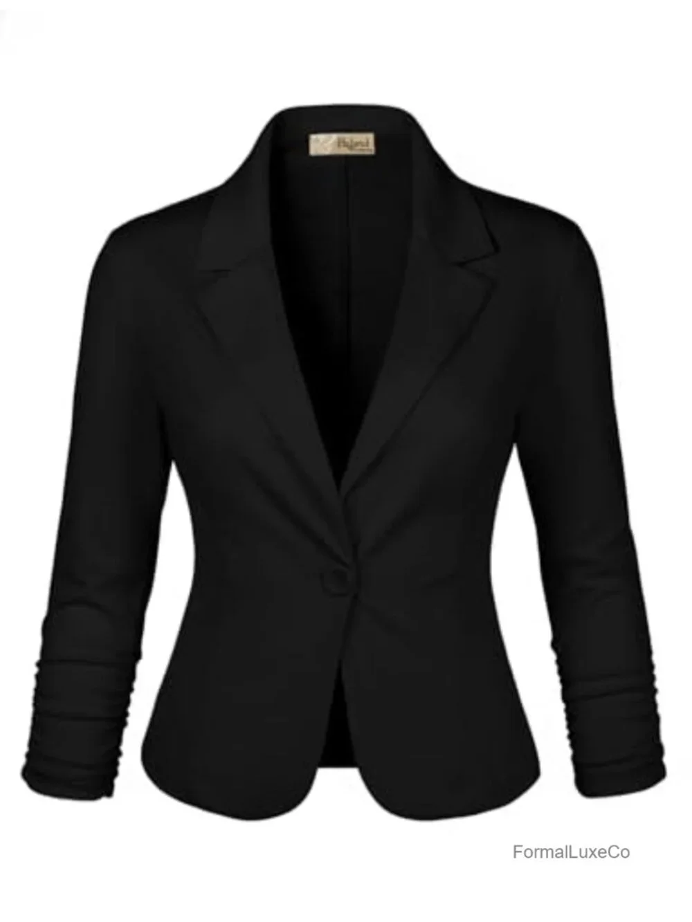 Lightweight Stretch Ponte Cardigan Blazer Jacket 3/4 Sleeve Notch Collar